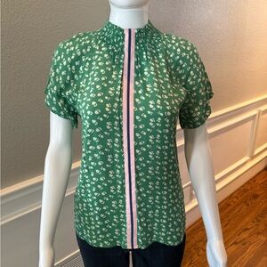 THML Green Patterned Blouse with Pink Stripe